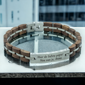 Own text on Engraved Wooden Walnut bracelet
