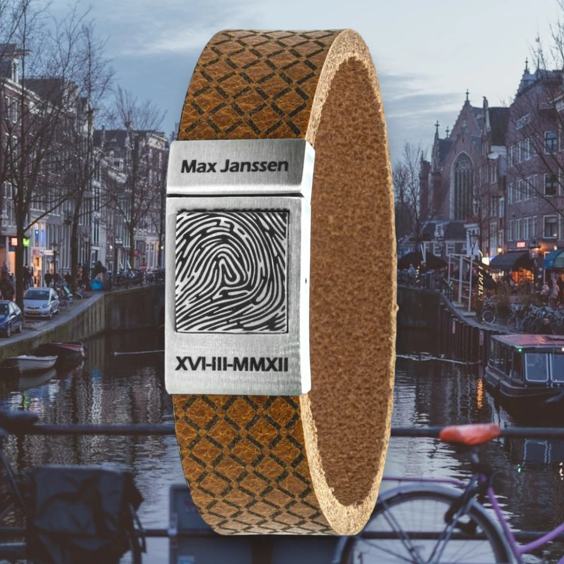 Upload je Vingerafdruk op 7 soorten leren armband - Amsterdam edition